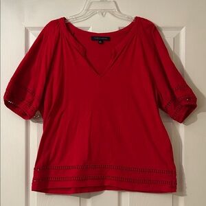 Tommy Hilfiger Vibrant Red V-Neck Blouse